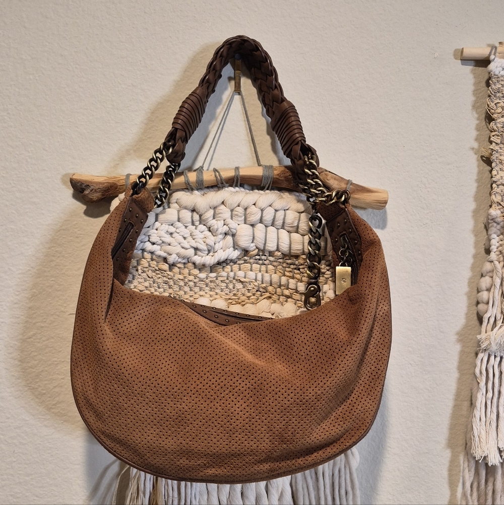 Donald J. Pliner Brown and Cream Shoulder Bag